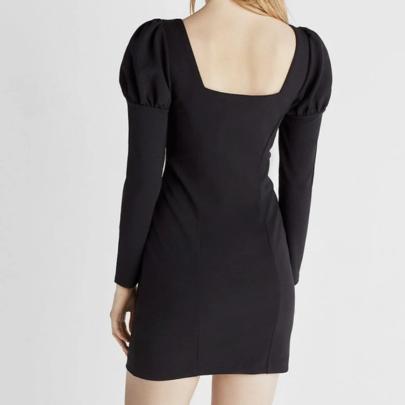 Express Black Puffed Shoulder Sheath Dress NWT - Picture 2 of 3